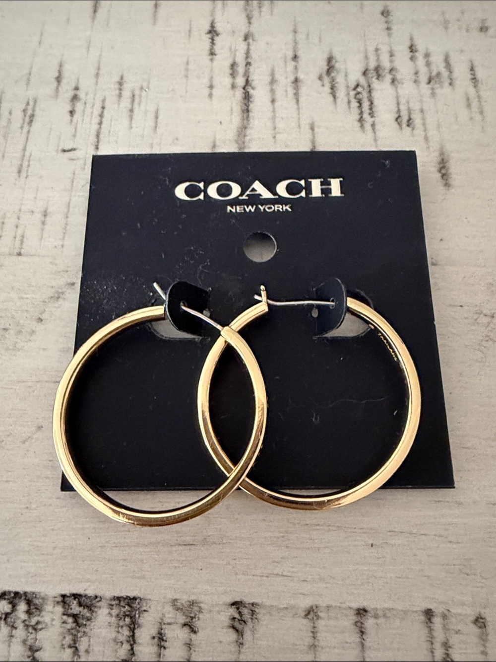 Coach Gold Hoop Earrings - Classic Shiny Hoops